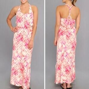 Patagonia Folly Beach Maxi Dress Coral Ink Tie Dye Medium